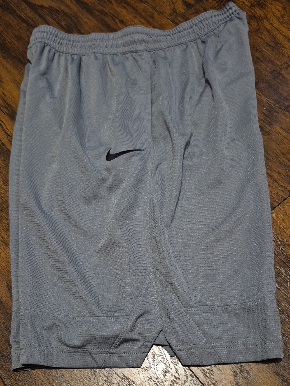 Nike Men's Light Gray Athletic Shorts with Black Swoosh